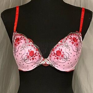 NWT Victoria's Secret Pink and Red Floral Bra